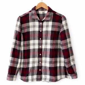 Garnet Hill 100% Cotton Plaid Shirt Size 12 Classic Button Down